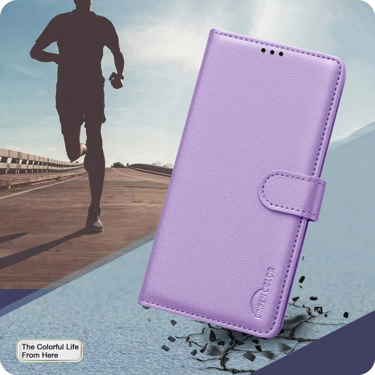 Funda de Cuero Antirrobo RFID con Textura Litchi para Tecno Spark 30 Pro 4G (Morado)