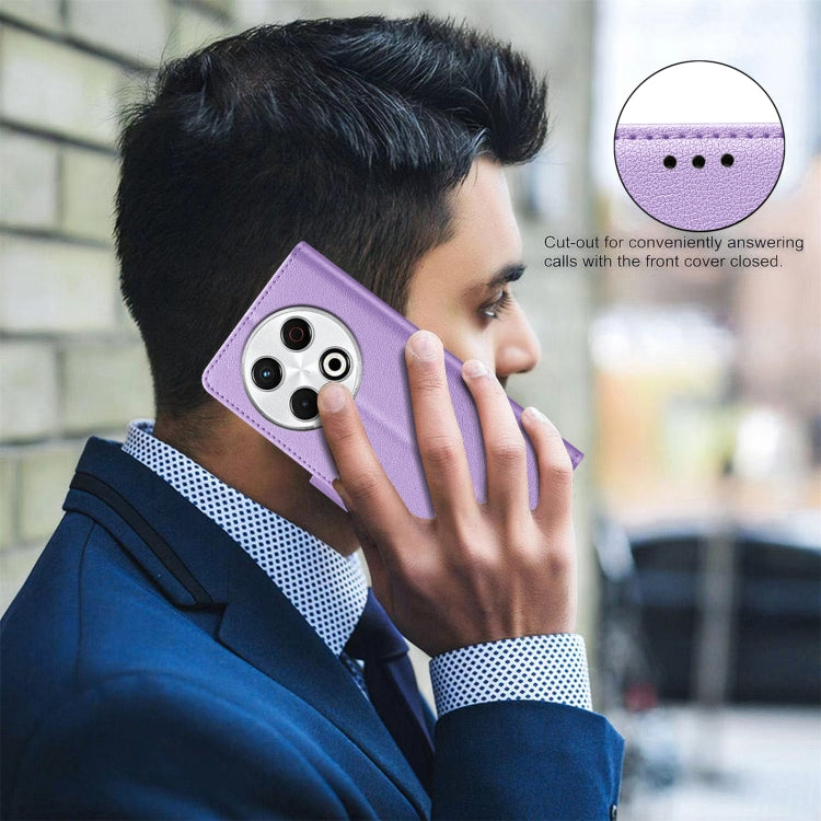 Funda de Cuero Antirrobo RFID con Textura Litchi para Tecno Spark 30 Pro 4G (Morado)