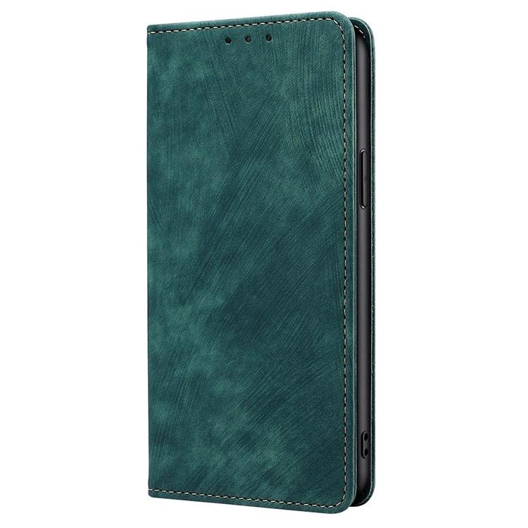 Funda de cuero magnética con cepillo y antirrobo RFID para Samsung Galaxy Xcover 7 Pro 5G (verde)