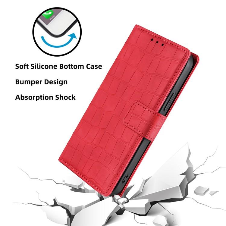 Funda de piel con cierre magnético y diseño de cocodrilo para Samsung Galaxy Xcover 7 Pro 5G (roja)