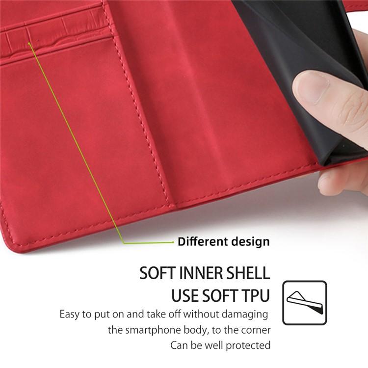 Funda de piel con cierre magnético y diseño de cocodrilo para Samsung Galaxy Xcover 7 Pro 5G (roja)