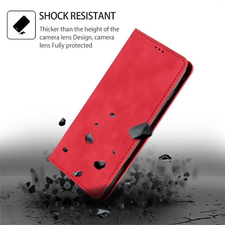 Funda de cuero magnética con textura de piel para Samsung Galaxy F06 5G (roja)