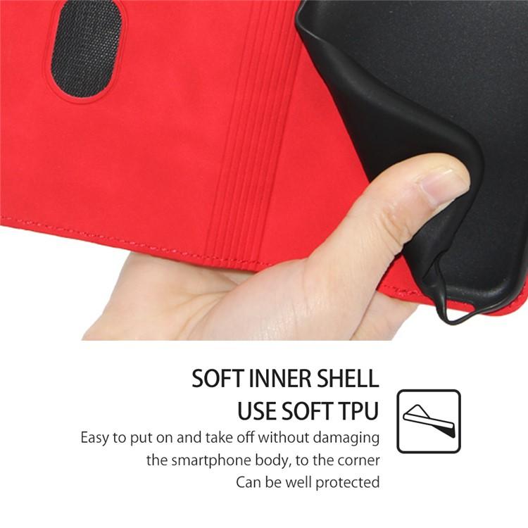 Funda de cuero magnética con textura de piel para Samsung Galaxy F06 5G (roja)