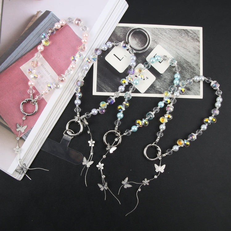 Pulsera de Aleación con Cuentas de Mariposa y Cordón Corto Antipérdida para Teléfono (Verde)