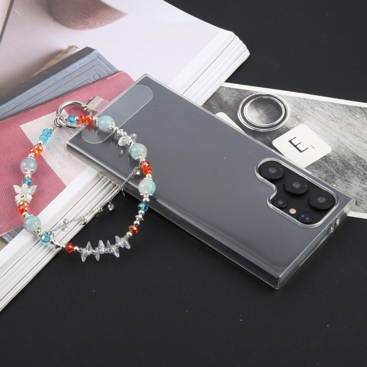 Pulsera de Cuentas Aleación Estrellas con Cordón Corto Antipérdida para Teléfono (Azul)