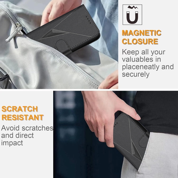 Funda de Cuero para OnePlus Nord Ce 5G con Cierre de Hebilla y Diseño Triangular (Negra)