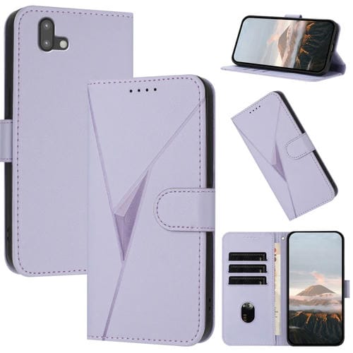 Estuche de Cuero con Hebilla para Teléfono Fujitsu Arrows U 801Fj (Morado Claro)