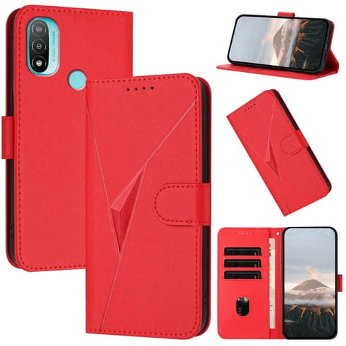 Funda de Cuero con Cierre de Hebilla y Diseño Triangular para Motorola Moto E20 (Rojo)