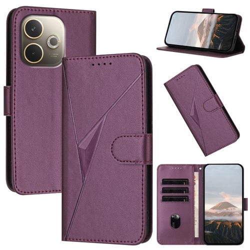 Funda de Cuero con Hebilla Triangular para Oppo A5 Pro 5G (Morado Oscuro)