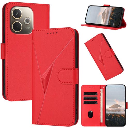 Funda de Cuero con Hebilla Triangular para Oppo A5 Pro 5G (Roja)