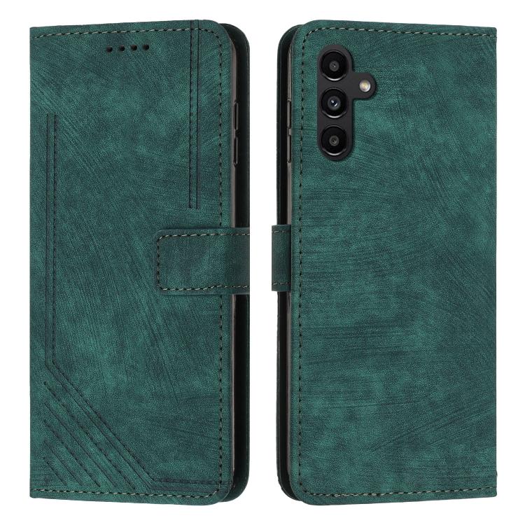 Funda de cuero con estampado de rayas y cordón para Samsung Galaxy S25 FE 5G (verde)