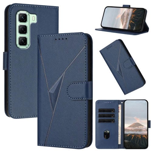Funda de Cuero con Cierre de Hebilla y Diseño Triangular para Infinix Hot 50 4G (Azul Real)