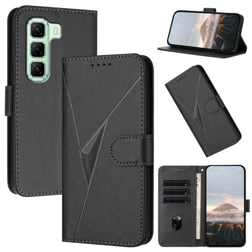 Funda de Cuero con Cierre de Hebilla y Diseño Triangular para Infinix Hot 50 5G (Negro)