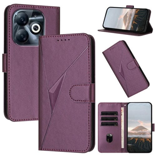 Funda de Cuero con Cierre de Hebilla y Diseño Triangular para Infinix Smart 8 Pro (Morado Oscuro)
