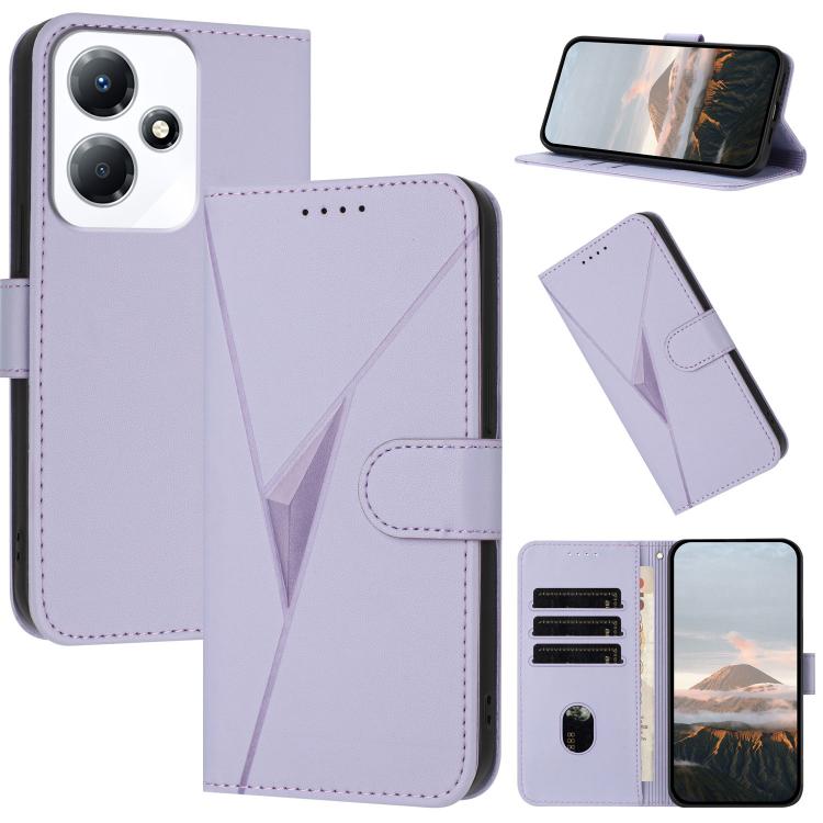 Funda de Cuero con Hebilla y Patrón Triangular para Infinix Hot 30 Play / Hot 30 Play Nfc (Morado Claro)