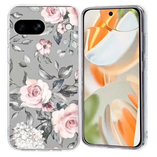 Funda TPU para Google Pixel 7A con Patrón de Pintura Colorida (Flores) (Gris)