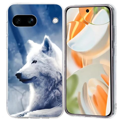 Funda TPU Google Pixel 8A con Patrón Pintura Colorida (Lobo Blanco)