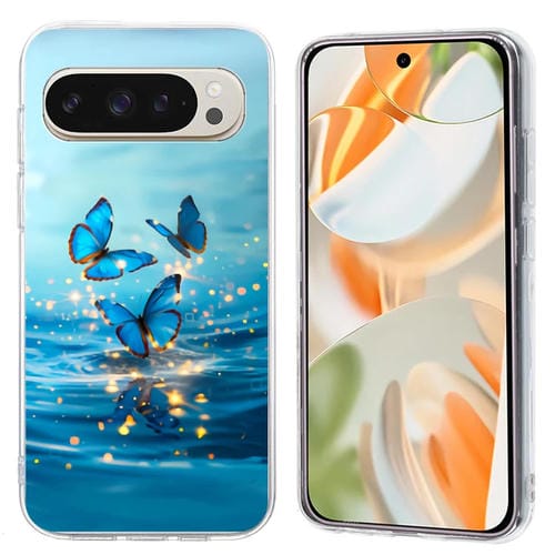 Funda TPU Google Pixel 8 Pro patrón pintura colorida (Mariposas Azules)