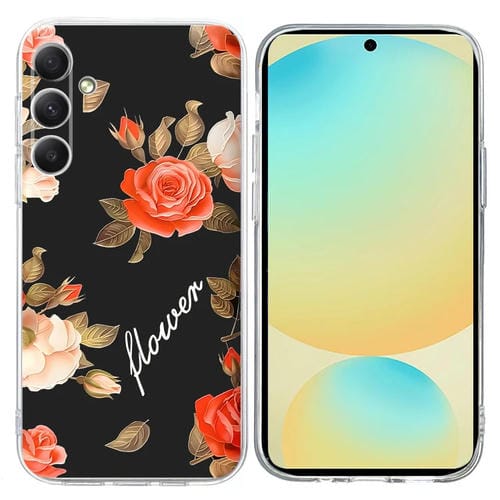Funda TPU Samsung Galaxy A55 5G Patrón Pintura Colorida (Flores en Negro)