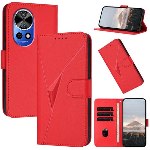 Funda de Cuero con Cierre de Hebilla y Diseño Triangular para Huawei Nova 12 Pro y Nova 12 Ultra (Rojo)