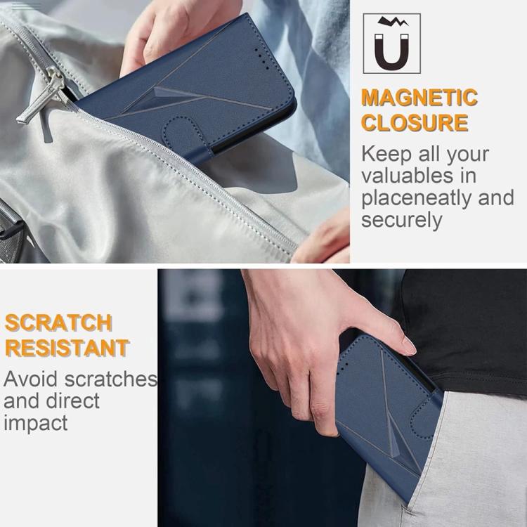 Funda de Cuero con Cierre de Hebilla y Diseño Triangular para Huawei Enjoy 20 Se 4G (Azul Real)