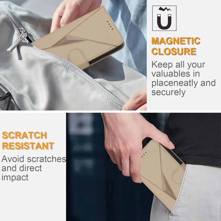 Funda de Cuero con Cierre de Hebilla y Diseño Triangular para Huawei Nova Y72 (Dorada)
