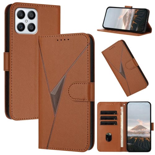Funda de Cuero con Cierre de Hebilla y Diseño Triangular para Honor X8 4G / Play6T Pro / X30I (Marrón)