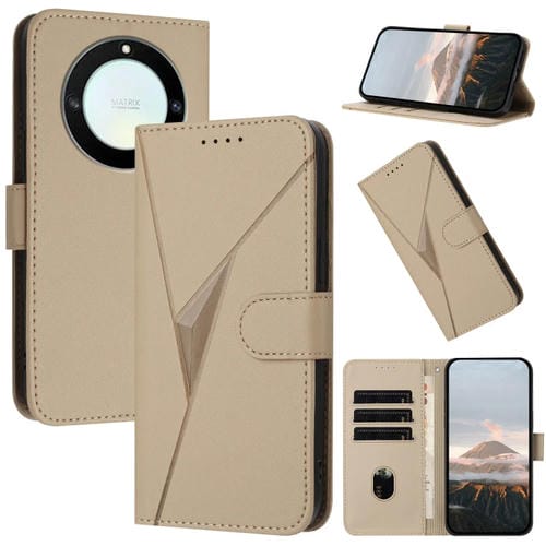 Funda de Cuero con Hebilla y Diseño Triangular para Honor X9A/Magic5 Lite/X40 (Dorada)