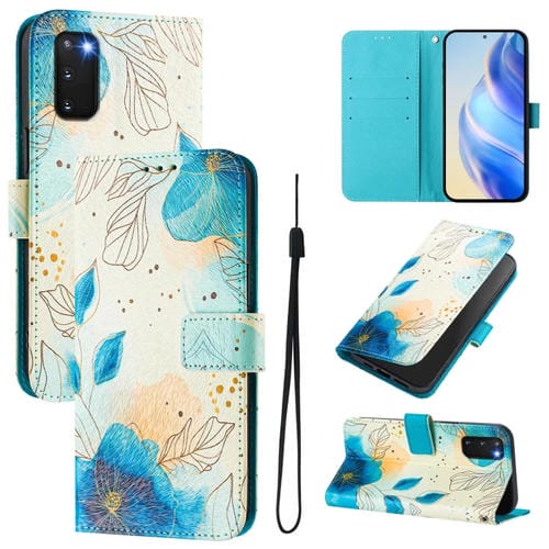 Funda de Cuero para Teléfono Samsung Galaxy S20 con Patrón de Dibujo Artístico (Flores Florecientes)