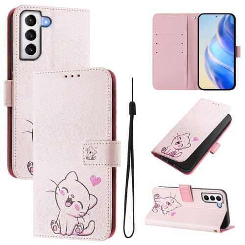 Funda de Cuero para Teléfono Samsung Galaxy S21 5G con Patrón de Dibujo Artístico (Lindo Gato)