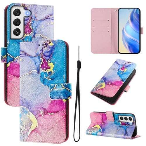Funda de Cuero para Teléfono Samsung Galaxy S21 FE 5G Patrón Dibujo Artístico (Mármol Colorido)