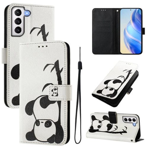 Funda de Cuero para Teléfono Samsung Galaxy S21+ 5G con Patrón de Dibujo Artístico (Panda)