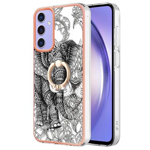 Estuche para Teléfono Samsung Galaxy A16 5G con Galvanoplastia Doble Cara Imd y Soporte para Anillo (Elefante Tótem)