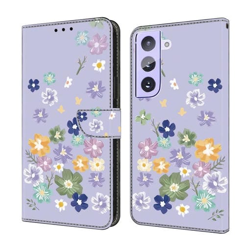 Funda de Cuero Samsung Galaxy S21+ 5G Pintada a Mano Floral (Morado)