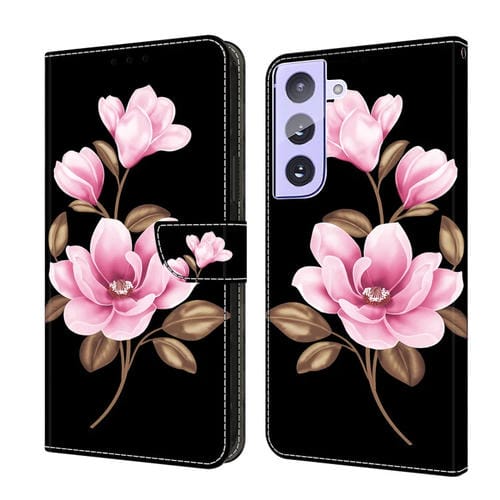 Funda de Cuero para Samsung Galaxy S21 FE 5G Pintada a Mano (Flores Negras)