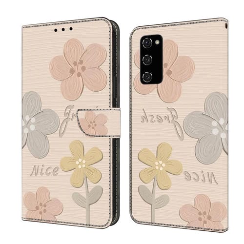 Funda de Piel Samsung Galaxy S20 FE Pintada a Mano Protección (Flores Beige)