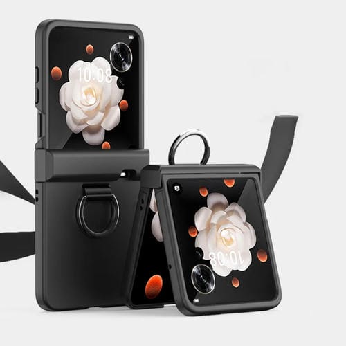 Funda para Teléfono Honor Magic V con Tapa Ultrafina, Bisagra y Diseño de Anillo (Negro)