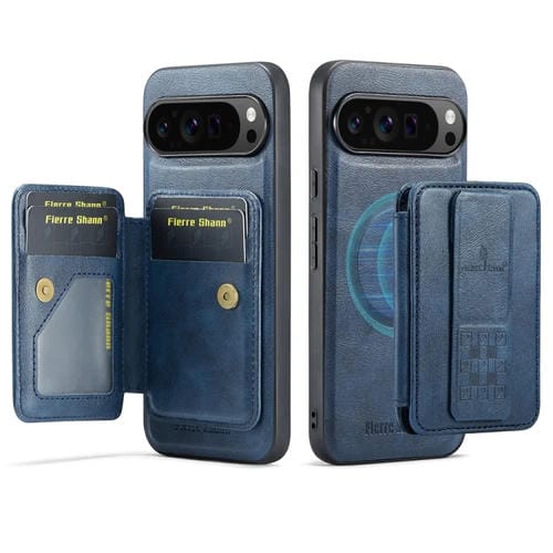 Funda para Teléfono Fierre Shann con Tarjetero Magnético y Tapa Horizontal de Piel para Google Pixel 9 Pro XL (Azul)