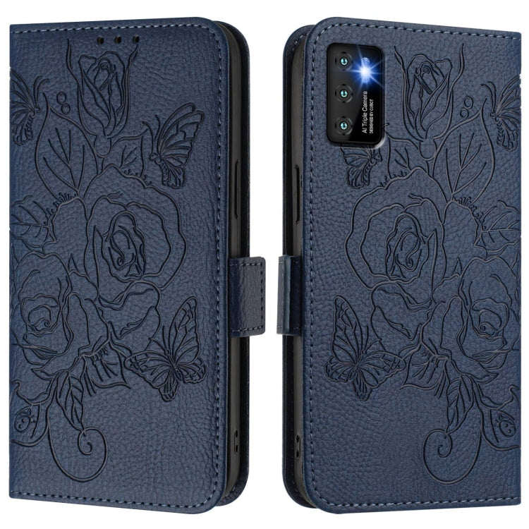 Funda Cuero Antirrobo con RFID para Cubot P50 (Azul Oscuro) Diseño en Relieve