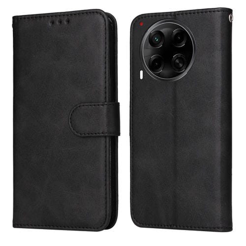 Funda de Piel Sintética con Tapa para Tecno Camon 30S y 30S Pro (Negra)