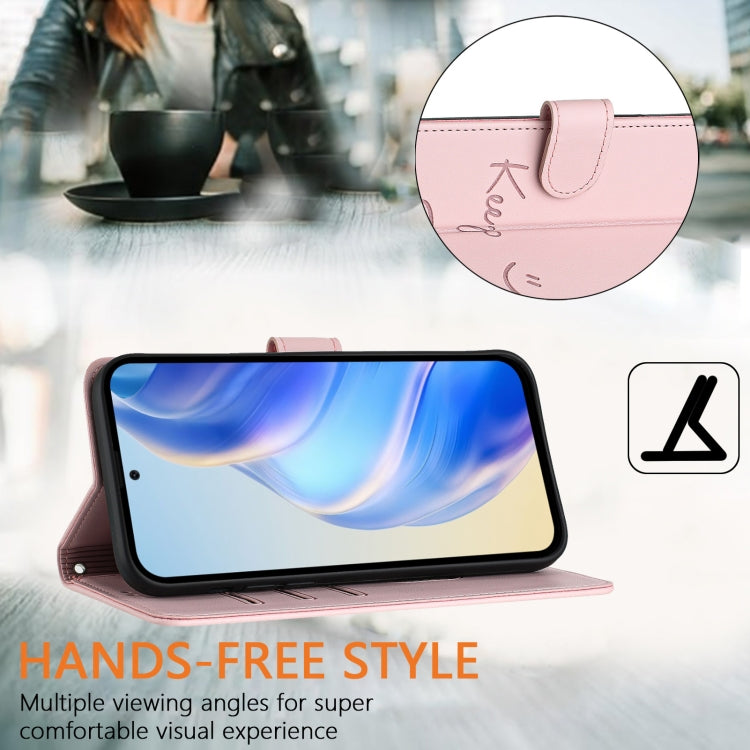 Funda de Cuero Rfid con Relieve Sonriente para Cubot A10 (Rosa)