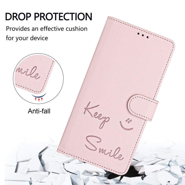 Funda de Cuero Rfid con Relieve Sonriente para Cubot A10 (Rosa)