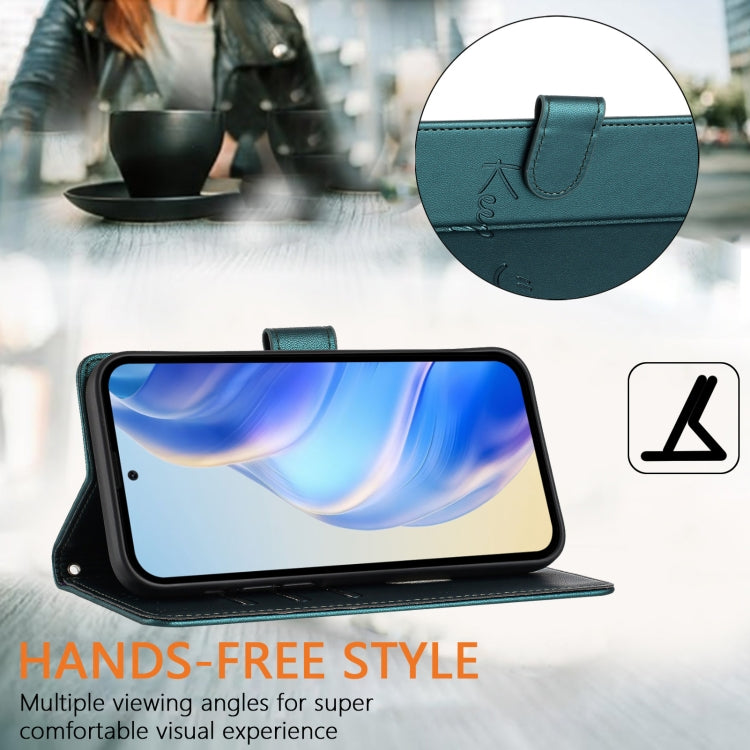 Funda de Cuero Rfid con Relieve Sonriente para Cubot A10 (Verde Pavo Real)