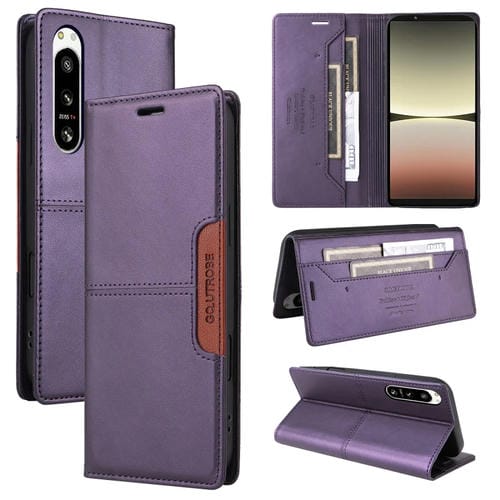 Funda de Cuero Antirrobo Rfid Gqutrobe G01 para Sony Xperia 5 Iv (Morado)