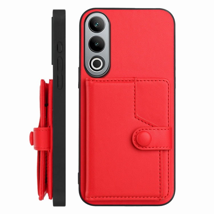 Funda Antirrobo para OnePlus Nord CE4 con Botón y Tarjetero (Roja)