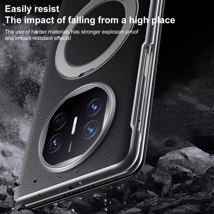 Funda de Cuero con Soporte Magnético Magsafe y Ventana Smart View para Huawei Mate X5/X3 (Negro)