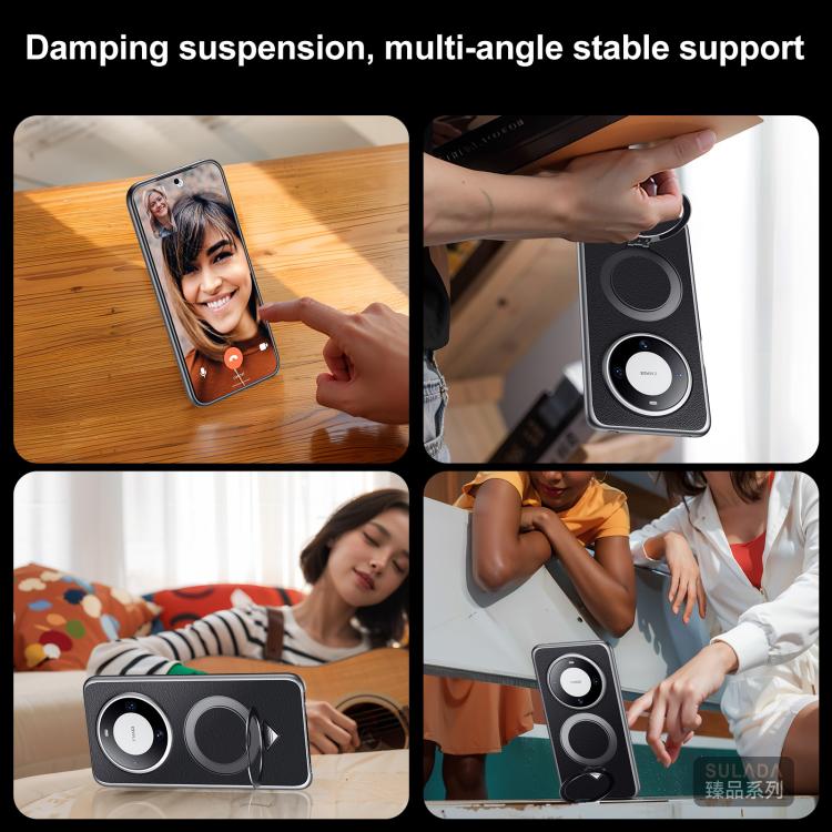 Funda para Teléfono Huawei Pura 70 con Soporte Magnético Magsafe de Cuero Sulada (Marrón)