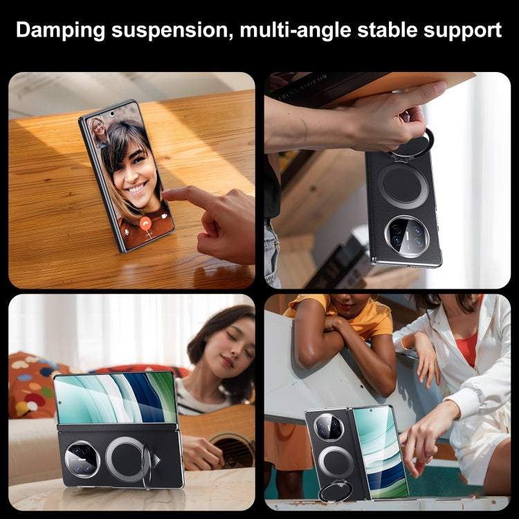 Funda para Teléfono Huawei Mate X5/X3 con Soporte Magnético Magsafe de Cuero Sulada (Marrón)