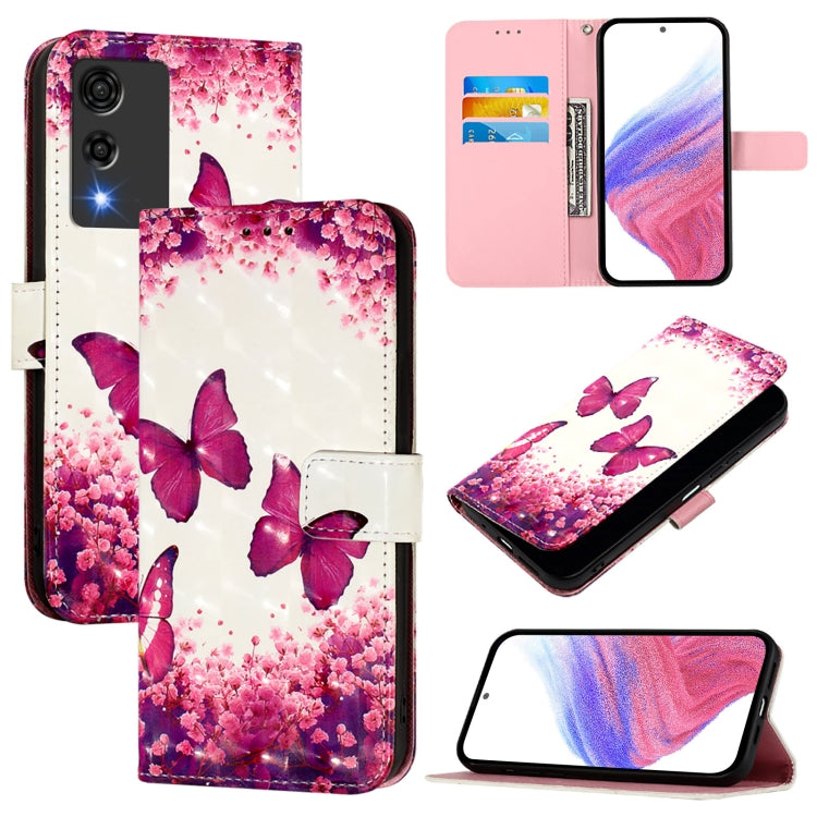 Funda de Cuero con Tapa Horizontal y Pintura 3D para Cubot A10 (Mariposa Rosa)
