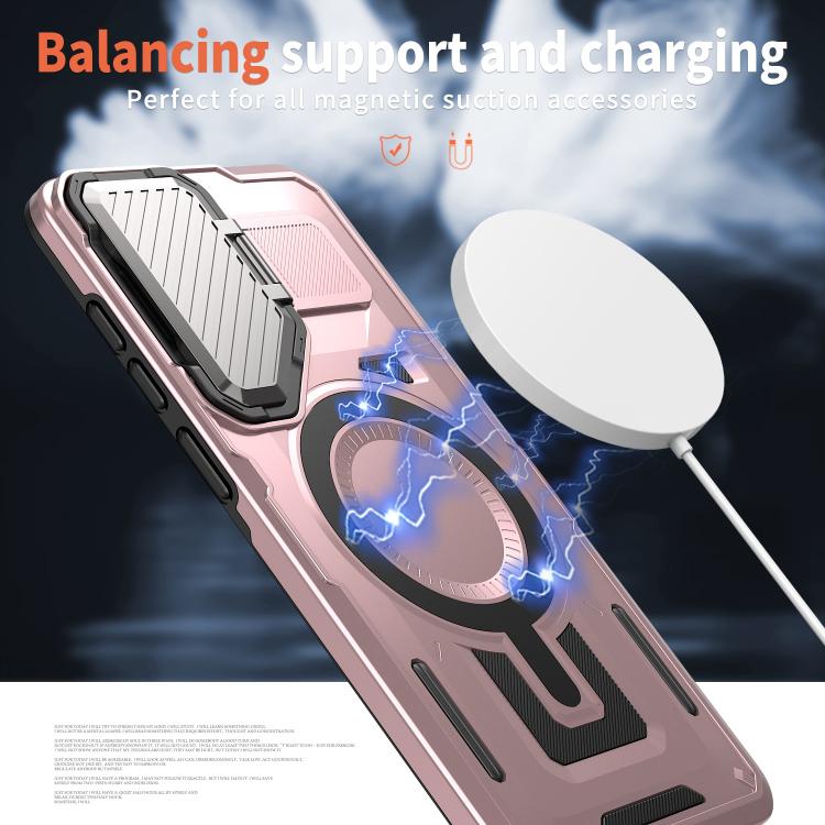 Funda con marco protector MagSafe para Samsung Galaxy S25 Edge 5G (oro rosa)